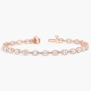 Pulsera de tenis de oro para mujer con bisel oriental-occidental y 5 quilates de diamantes de laboratorio con corte marquesa - Product Image 5
