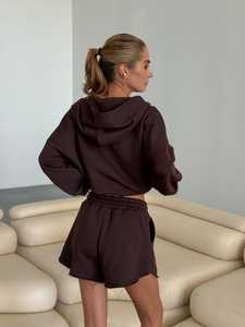 Conjunto de Sudadera con Capucha y Pantalones Cortos, Ropa Cómoda y Coordinada para un Estilo Casual Diario - Product Image 5