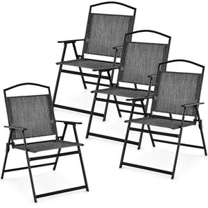 Set di 4 Sedie Pieghevoli da Esterno con Telaio in Metallo Resistente e Seduta Imbottita per Arredamento da Giardino - Product Image 4