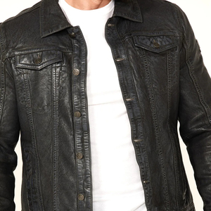 2026 Wholesale Price Genuine Sheep <b>Leather</b> <b>Jacket</b> Fashionable <b>Leather</b> <b>Jackets</b> Best Price Button Closure Regular Fit <b>Men's</b> <b>Jacket</b> - Product Image 6