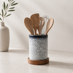 Refined Stoneware Ceramic <b>Utensil</b> <b>Holder</b> Speckled Reactive Glaze High Fired Thick Durable Heat Resistant <b>Kitchen</b> <b>utensil</b> <b>holder</b> - Product Image 1