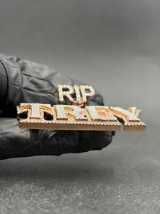 Pendentif Lettre RIP TREY en Moissanite, Argent 925, Cristal, Strass, Micro-incrustation, Breloque Thème, Bijou Unisexe Hiphop Tendance - Product Image 6