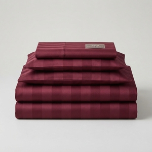 Parure de lit en satin fuchsia T-250, 100% coton, tissé uni, respirant, toutes saisons, style simple, pour usage domestique - Product Image 2