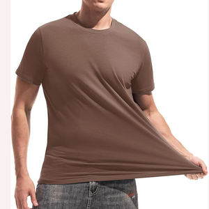 Camiseta de Manga Corta con Cuello Redondo para Hombre, 100% Algodón Jersey, Corte Regular, Ribete en Contraste, Estilo Casual, Color Sólido - Product Image 3