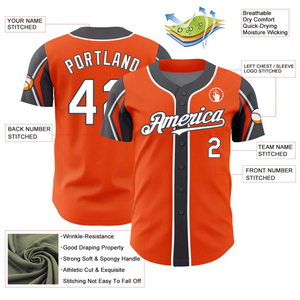 Index Apparel Custom Baseball Jersey Orange Black Sublimated Unisex Adult Short Sleeve Moisture Wicking Team <b>Name</b> Number - Product Image 5
