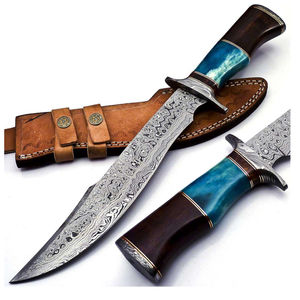 Cuchillo Bowie de Caza de Acero de Damasco Forjado a Mano Personalizado, con Mango de Madera, OEM Disponible, el Mejor Cuchillo para Camping, Supervivencia y Caza al Aire Libre - Product Image 2