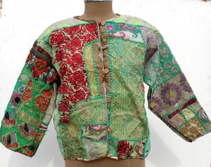 Khambadiya New Fashion Vintage Style Embroidered Cotton <b>Quilted</b> Banjara <b>Jacket</b> Floral <b>Pattern</b> Breathable Eco-Friendly Women - Product Image 1