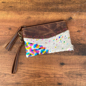 Bolsa de borla con cremallera de cuero de vaca para mujer, pelo de alta calidad en cuero genuino metálico, tarjetero, carteras de viaje - Product Image 3