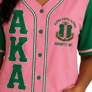 Pink Green Baseball Jersey Button Front Team <b>Shirt</b> With Embroidered Crest Graphic Short Sleeve Sports Apparel - Product Image 4