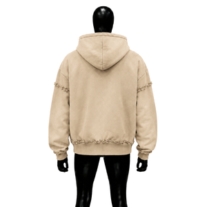 Sudadera con Capucha Beige de Peso Pesado, Calidad Premium, Uso Diario, 100% Algodón Suave, Manga Regular, Estampado Frontal, Juvenil - Product Image 2