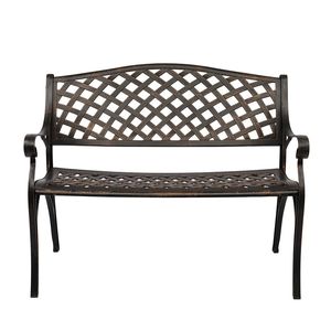 Panca da Parco Rustica in WPC con Telaio in Alluminio Pressofuso e Schienale in Rete - 103 cm x 42 cm x 47 cm - per Hotel, Centri Commerciali, Parchi, Giardini, Patii - Product Image 1