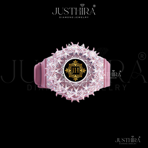 Montre de luxe en or rose avec quartz, moissanite et diamants, bracelet en caoutchouc rose, cadran en cristal saphir, résistance à l'eau 10 bars - Product Image 3