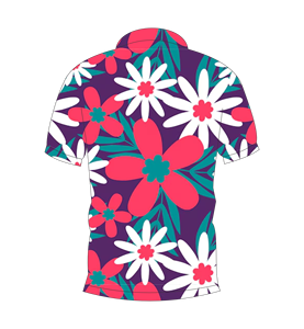 Polo pour homme à imprimé floral tropical violet, manches courtes, décontracté, pour l'été, pour le golf - Product Image 5