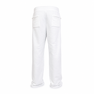 <b>White</b> Lightweight Polyester/Cotton Drawstring Casual Embroidered Logo Streetwear Mid Waist Flat Front Summer Unisex <b>Jogger</b> - Product Image 3