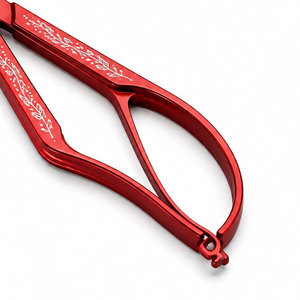 Ciseaux de barbier rouges en acier inoxydable, lame tranchante, pour droitiers, pliables, légers, outil de coupe pour coiffure et couture - Product Image 5