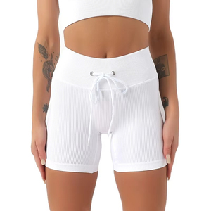 Shorts de yoga de cintura alta con cordón y bolsillos, de color sólido, para gimnasio y fitness, para mujer. - Product Image 6
