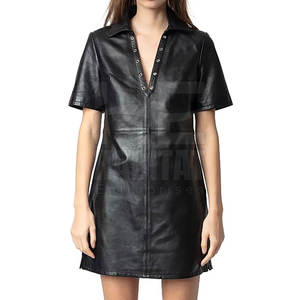 Robe élégante en cuir véritable pour femmes, design élégant, matière douce et durable, confortable pour un usage quotidien - Product Image 2