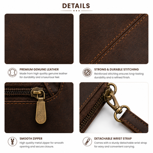 Genuine Leather RFID Blocking Short Zipper Closure <b>Wristlet</b> Clutch Wallet for Women with Multiple Compartments - Product Image 4