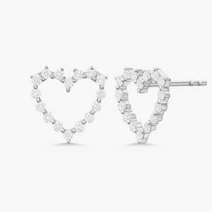 Pendientes de Diamante en Forma de Corazón, Oro Sólido de 14k, Corte Redondo, Diamante Cultivado en Laboratorio, Minimalistas, Cierre a Presión, Lujo para el Día a Día, Pequeños, Venta al Por Mayor - Product Image 5