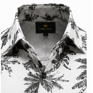 Chemise pour homme en coton mélangé imprimé de luxe avec finition durable et coupe ajustée moderne, chemise à coupe décontractée - Product Image 3