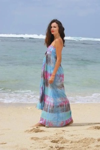 Multicolor mujeres fuera del hombro Tie And Dye Long Maxi Dress Beach Party Wear Dress regalo para ella - Product Image 4