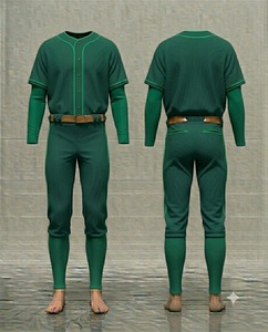 Ensemble uniforme de baseball vert pour homme – Maillot à manches courtes et pantalon en polyester respirant – Tenue d'équipe toutes saisons coupe classique - Product Image 1