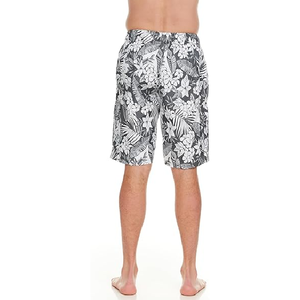 Shorts de Playa para Hombre con Estampado Floral, Azul Marino y Blanco, de Secado Rápido, con Cordón Ajustable en la Cintura, Tejido de Poliéster, Corte Medio - Product Image 3
