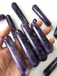 NATURAL HEALING PURPLE LEPIDOLITE THROUGH-CARVED FENG SHUI <b>MASSAGE</b> WAND for WOMEN YONI & BODY - Product Image 4