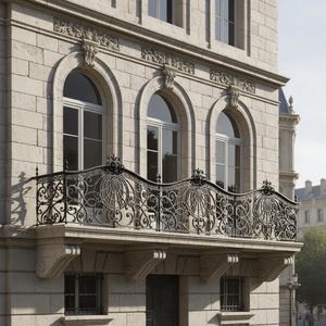 Victorian-style <b>wall</b>-<b>mounted</b> wrought iron railing, featuring an elegant design, rust resistance, and easy installation. - Product Image 4