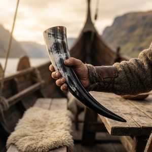 Corne à boire polie de style médiéval avec support, coupe de banquet viking, corne de vache véritable, idéale pour la bière et le vin - Product Image 6