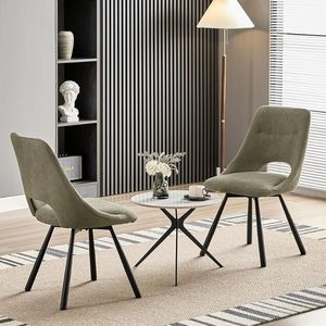 Chaise de salle à manger rembourrée moderne avec dossier ergonomique, chaise de salle à manger en tissu avec pieds en métal robustes pour salle à manger, cuisine, restaurant - Product Image 2