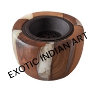 Brûleur d'encens indien en résine époxy incrusté de cristaux, accents floraux délicats, Mubakhar luxueux, écologique, aromatique, 100%