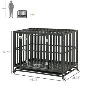 44FT Strong Pet Dog <b>Crate</b> XL Mobility Cage Playpen Custom Pattern Metal Kennel Indoor/Outdoor Use Iron <b>Plastic</b> Removable Tray - Product Image 3