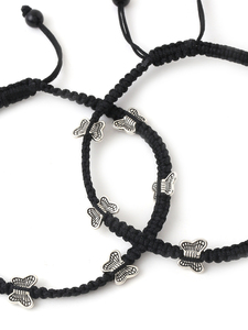 Women Butterfly Charm Anklet Adjustable Black <b>Thread</b> Handmade Boho Style Anklet Minimal Fashion Foot Jewellery - Product Image 3