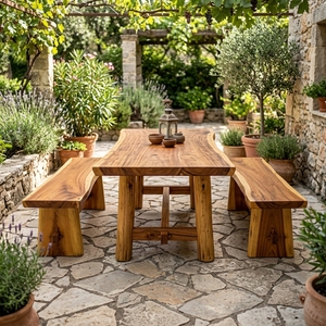 Banc de jardin rustique en bois massif, banc de patio moderne, mobilier de salon extérieur durable avec structure en bois massif - Product Image 4