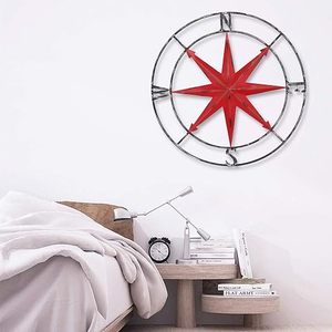 Brújula Redonda de Metal, Arte Decorativo de Pared, Escultura Colgante para Sala de Estar, Dormitorio, Oficina, Decoración del Hogar - Product Image 3