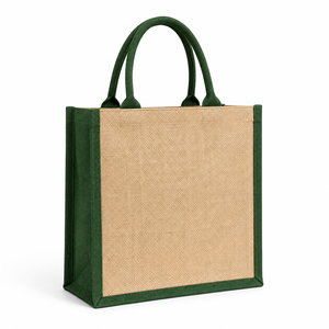 ถุงช้อปปิ้งปอกระเจาสีเขียวขนาดกลางพร้อมหูหิ้วสำหรับใส่ของชำ - Product Image 1