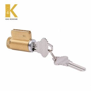 Cilindro de Cerradura de Puerta de Latón de 5 Pines con Llave SC Personalizada, Acabado Cromado Satinado, para Puerta de Entrada - Product Image 2