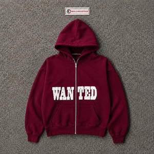 Sudadera con capucha oversize color granate para hombre, estilo streetwear, con estampado gráfico, hombros caídos, cremallera completa, informal y a la moda. - Product Image 5