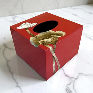 Boîte à mouchoirs en laque faite à la main à prix abordable, design élégant, couvre-boîte à papier facial laqué - Product Image 4