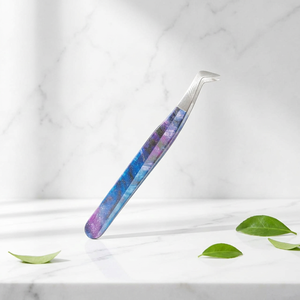 Pince à cils violette de précision pour artistes en cils, applicateurs coudés pour extensions de cils en volume, isolation et classiques - Product Image 2