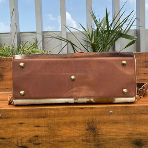 Venta caliente diseño floral con gran capacidad turquesa piedra flecos equipaje bolsa mano cuero de vaca multifuncional para mujeres - Product Image 5