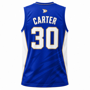 LIONS Basketball Jersey Blue White Gold Sublimated V-Neck Tank <b>Top</b> Men Adult Moisture Wicking 100% Polyester <b>Mesh</b> - Product Image 3