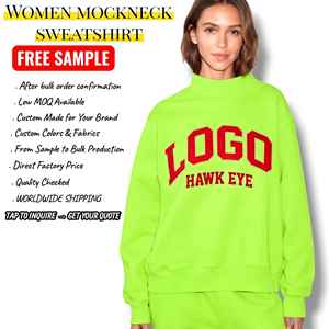 Custom Mockneck Sweatshirt Streetwear Oversized Drop Shoulder Turtleneck Hoodie Casual Mock Neck <b>Jumper</b> for Women - Product Image 1