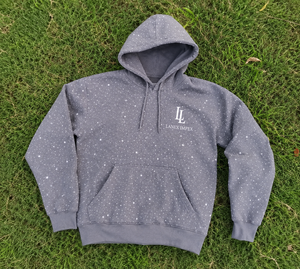 Sweat-shirt à capuche gris pour homme avec strass, logo personnalisé, streetwear, décontracté, en molleton, à manches longues, mode hiver - Product Image 6
