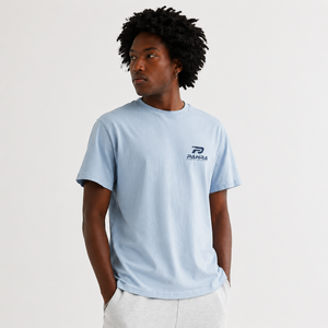 Men Solid Drop Shoulder Short Sleeve Light <b>Blue</b> Breathable Eco-Friendly 100% Cotton Smart Casual Summer <b>T</b>-Shirts - Product Image 2