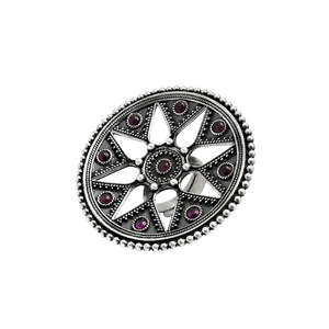 925 <b>Silver</b> <b>Statement</b> <b>Ring</b> For Women Handmade Geometric Design With Round Cut Multi Ruby Gemstone Adjustable Design Boho <b>Rings</b> - Product Image 1