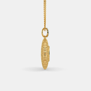 Yellow Gold Filigree Circle Lab Grown Diamond Pendant Necklace - Product Image 2