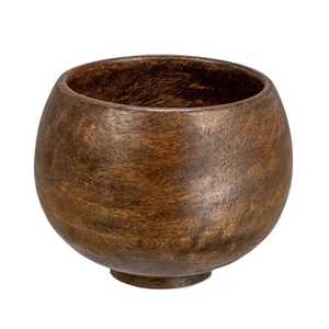 Bol rond en bois fait main, finition naturelle, décoration rustique pour la maison, bol de service en bois artisanal durable - Product Image 1