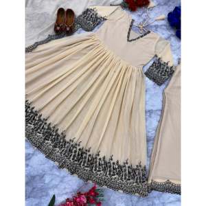 Robe de soirée pour femmes styliste avec Sharara et Dupatta Ensemble élégant - Product Image 2